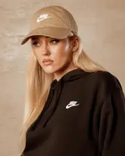 [Nike] Nike Women's Club Cap in Khaki/White Size Medium/Large M/L Khaki/White