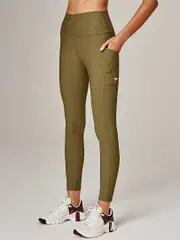 Women's Workout Leggings & Activewear Tights. Running Bare Gymwear - Rise Above Ribbed Leggings 28" -
