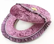 GLBMLMTHZP Toilet Seat Cover Lace Warmer Thicken Toilet Bowl Seat Cover WC Soft Comfortable Overcoat Toilet Casea Toilet Seat Cover(Purple)