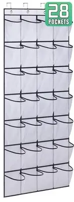 28 Large Mesh Pockets Over The Door Shoe Rack, Hanging Shoe Organizer for Clo...