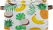 Tropical Fruit Bananas Fabric Storage Boxes with Handle, Collapsible Nursery Organizer Storage, Set of 2