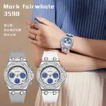 【MARK FAIRWHALE 馬克菲爾】3590 氣質 典雅 商務 歐風 奢華 晶鑽 三眼 夜光 指針 日期 腕錶 手錶