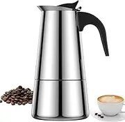 Espresso Maker Induction Coffee Maker Stainless Steel Stovetop Coffee Maker Moka Pot 200ml/4 Cup Coffee Maker Pot Suitable for Induction Cookers Stovetop Home Camping