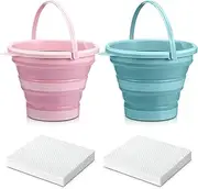 Anglechic 2 Pcs Reusable Vomit Bucket with 20 Absorbent Pads 3 L Barf Bucket Collapsible Emesis Bucket for Nausea Puke Relief Pregnancy Morning Sickness Car Aircraft Travel Motion Sickness