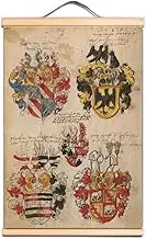 Ancient War Military Art Posters & Prints with Solid Wood Axis Vintage Wall Chart Room Man Cave Home Wall Decor Art Scroll Painting of Bavarian Court Knight's Order 10