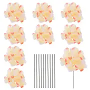 10 Sets Artificial Hydrangea Flower Heads with Stems for Bouquet,Light Yellow