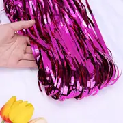 Metallic Fuchsia Tinsel Foil Fringe Rain Curtain