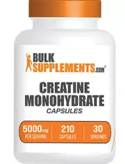 BulkSupplements Creatine Monohydrate Capsules - 5g per Serving - 210 Capsules