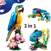 Unique Creator 3 in 1 Exotic Parrot Building Toy Set, Transforms to 3 Animal