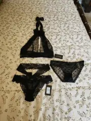 Woman's Frederick's Of Hollywood NWT Black Lace Lot (3) Size S Alexia Love...