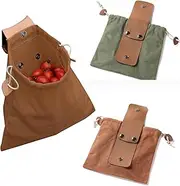 2Pcs Foraging Bag Canvas Waxed Pouch Mushroom Bags Large Capacity Fruit Picking Collapsible Bushcraft Leather Pu Hunting Belt Bag Hiking Pouch Outdoor Traveling Camping