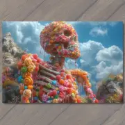 FLATCARD Strange Weird Creepy Colorful Skeleton Candy Unreal Halloween Unusual