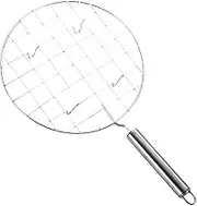 Steel Wire Roaster - Stainless Steel Papad Jali, Roti Grill with Wooden Handle, Round Chapati Roasting Net | Multipurpose Cooking Rack, Heat-Resistant Wire Mesh for Indian Flatbreads, Papad, and More