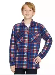 Quicksilver Boys Youth NWT Blue & Red Fleece Shirt Jacket Size L 14/16