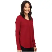 NWT $98 SPLENDID Sz. XS S Thermal Long Sleeve Snap Henley Top Tee Cranberry Red