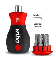 WIHA Tools Stubby Screwdriver SoftFinish 6 Bit Holder - Made in Germany