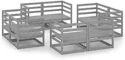 vidaXL Garden Lounge Set | 8-Piece Outdoor Furniture | Grey Solid Pinewood Corner Sofa Sections | Modular Retro-Style | Assembly Required
