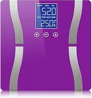 SOGA Digital Body Fat Scale Bathroom Scales Weight Gym Glass Water LCD Electronic for Body Weight Body Fat, Water, Muscle Mass Bone-180kg Max Purple