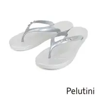 在飛比找momo購物網優惠-【Pelutini】排列水鑽亮面夾腳拖鞋 銀色(1212W-
