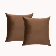 Renee Taylor Poly Velvet Printed Toffee 50x50cm Twin Pack Filled Cushion