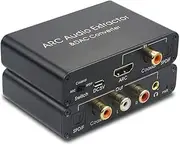 HDMI ARC Adapter 192KHz DAC Converter, HDMI ARC Audio Extractor Support Digital HDMI Audio to Analog Stereo Audio RCA L/R Coaxial SPDIF & 3.5mm Jack ARC Audio Adapter for TV
