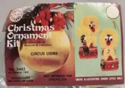 Vintage 1977 Walco Circus Lion Push Pin Sequin Bead Christmas Ornament Craft Kit