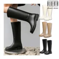 在飛比找momo購物網優惠-【Alberta】雨鞋 跟高3cm 高筒防水雨鞋女騎士靴女生