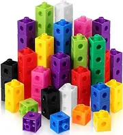 Jenaai 100 Pieces Linking Cubes for Math Counting, Plastic Blocks Colorful Manipulative for Homeschool Preschool Learning Supplies Stem Activities (Bright, Interesting)