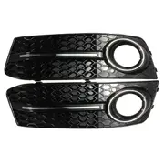 Pair Glossy Black Fog Light Cover Grills For Audi A4 B8 2009-2011
