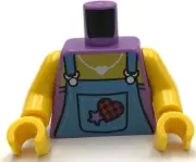 Lego New Minifig Medium Lavender Torso Medium Blue Overalls w/ Buckles Stars
