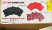 Gator Frameworks 2" Thick Acoustic Foam Pyramid Panels 12"x12"; Red (4) Pack