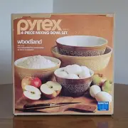 Vintage NOS Pyrex Woodland 4pc Mixing Bowl Set Sealed 400-6 S