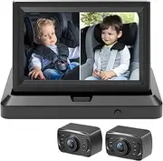Itomoro Baby Car Camera HD 1080P Dual-Channel Display Baby Car Monitor with 2 IR Night Vision Camera, Easily Install 5'' Car Camera for Baby with Crystal Clear Wide View for Rear Facing Seat ACZ424