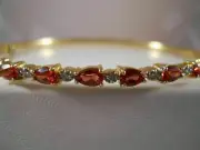 5.20Ct Pear Cut Simulated Red Garnet Bangle 925 Silver 14k Yellow Gold Plated