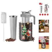 Christmas Cold Brew Coffee Maker Jar - 64oz Thick Glass Multipurpose Mason Pi...