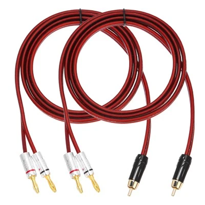 2 Pcs Gold Plated RCA Audio Cable, 1 RCA to 2 4mm Banana Plug, 4.9ft