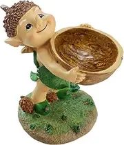 Yard Statues Outdoor, Resin Backyard Art Figurines Bird Feeder, Garden Decor Cartoon Sculpture, Cute Lawn Ornaments Feeding Station, Indoor Outdoor Decor for Gardens, Patio