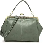 [Dayfine] Women Handbags Frosted Leather Purse Retro Kiss Lock Satchel Handbag Hobo Bag Shoulder Bag Medium Tote Bags Wallets