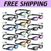 Vibrant 12 Pcs Swim Goggles - UV Protection & Anti-Fog for Clear Underwater View