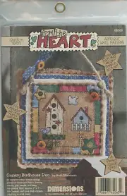 Dimensions Country Birdhouse Duo Applique Hanger Folk Art Easy Stitch KIT