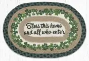 2 PC Braided Jute Oval Stenciled Placemat/Trivet Earth Rugs. BLESS THIS HOME.