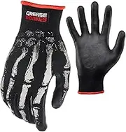 Grease Monkey Bone Series Foam Nitrile Mechanic Gloves with Grip, Work Gloves and All Purpose Gloves, Bones, Large Black