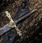 Marvelous Handmade Damascus Steel Excalibur Sword / Knights / King Sword, Crown