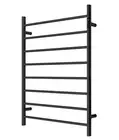 Matte Black Heated Towel Rail rack round AU standard 1000*850mm wide 8 bar Timer
