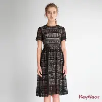 在飛比找momo購物網優惠-【KeyWear 奇威名品】精緻蕾絲短袖洋裝