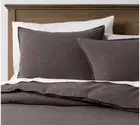 3pc Threshold CALIFORNIA KING Space Dyed Cotton Linen Duvet Sham Set Dark Gray