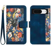 For Google Pixel 8 Card Holder Phone Case Flower Pattern Printing Pu Leather Stand Cover