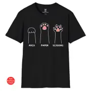 Rock Paper Scissors Hand Game Funny T Shirt Cute Paw Cat Claws Men Women Tee