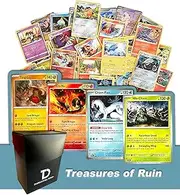 Dan123yal Treasures of Ruin TCG Random Assortment Bundle || Guaranteed Treasures of Ruin Quartet + 6 Holographic Cards + 6 High HP Cards Deck Box