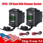 2X Boart 5V 4.2A Dual USB Car Charger Adapter Socket Voltmeter Rocker Switch (for: Daewoo)